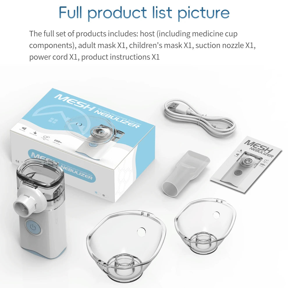 Silent Mesh Nebulizer with Auto-Clean Function for Easy Use